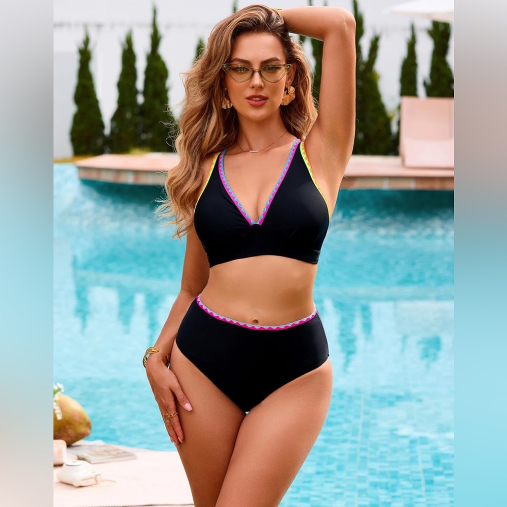 Blooming Jelly Womens Bikini Set V Neck Swimsuits Two Piece Strappy Bathing Suit